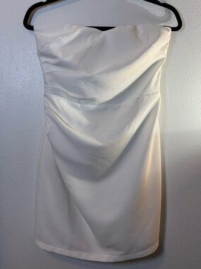 Lulu's Strapless White Draped Cocktail Mini Dress